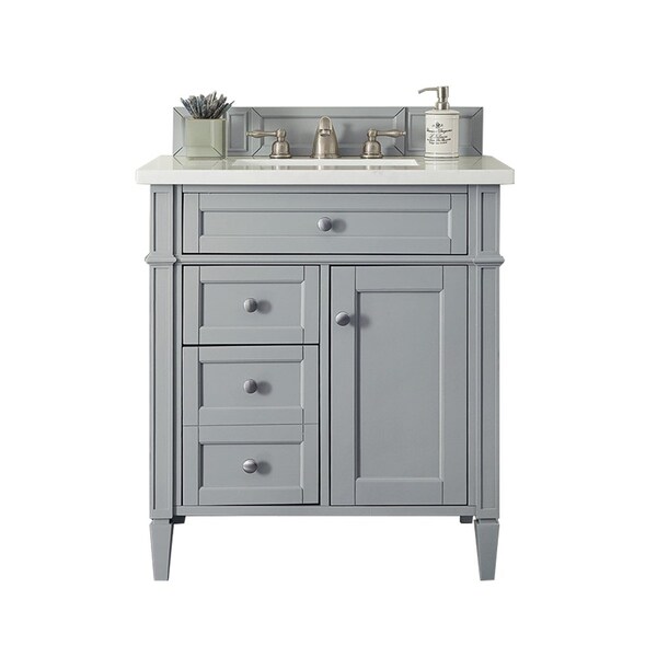 James Martin Vanities Brittany 30in Single Vanity, Urban Gray w/ 3 CM Carrara Marble Top 650-V30-UGR-3CAR - main